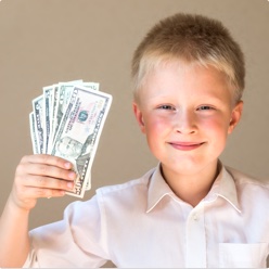 Child holding money